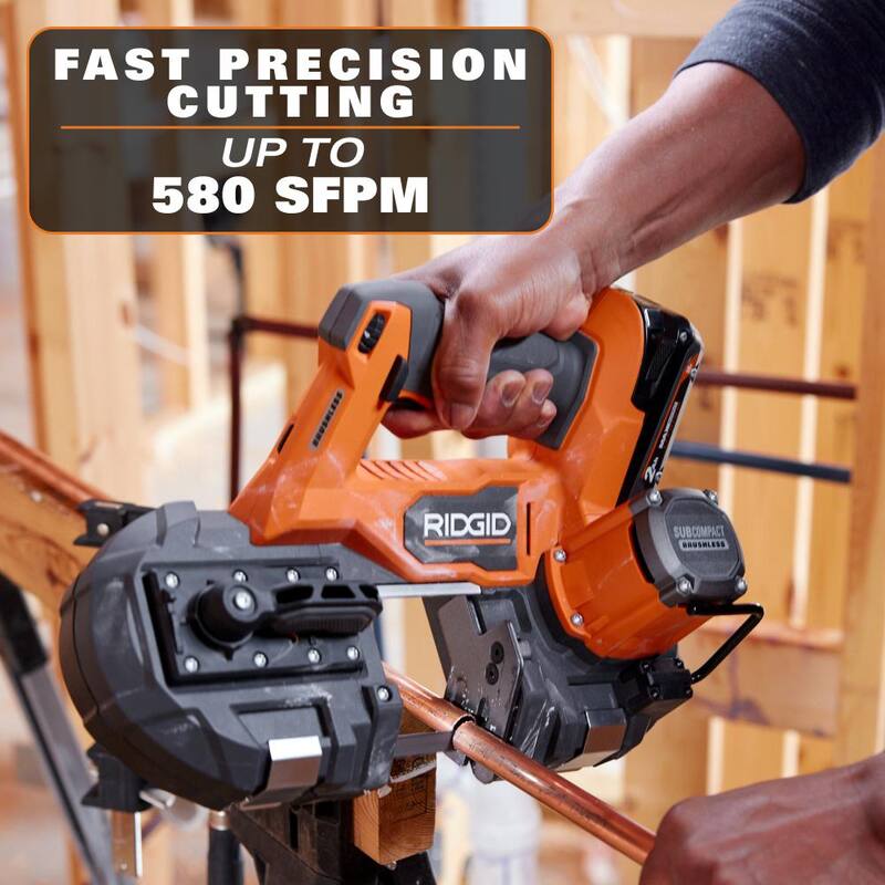 Sierra de banda inalámbrica sin escobillas y compacta de una mano RIDGID 18V (Herramienta solamente) - R87040B