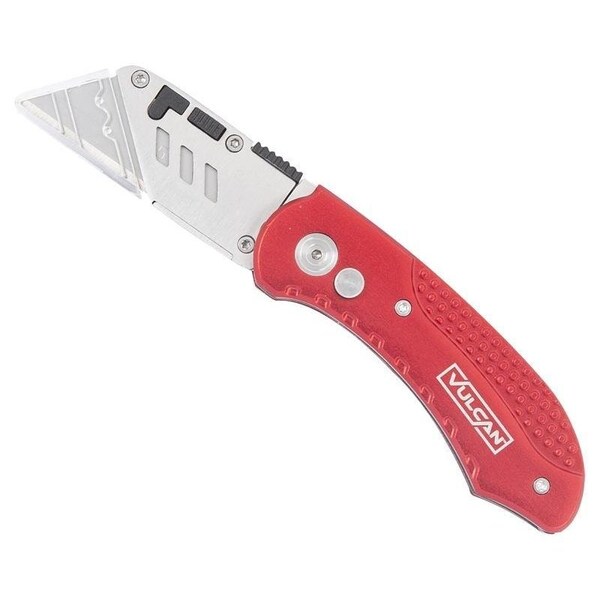 Vulcan Utility Knife, 2-3/8 in L Blade, 3/4 in W Blade, Steel Blade, 1-Blade, Red Handle - KL007