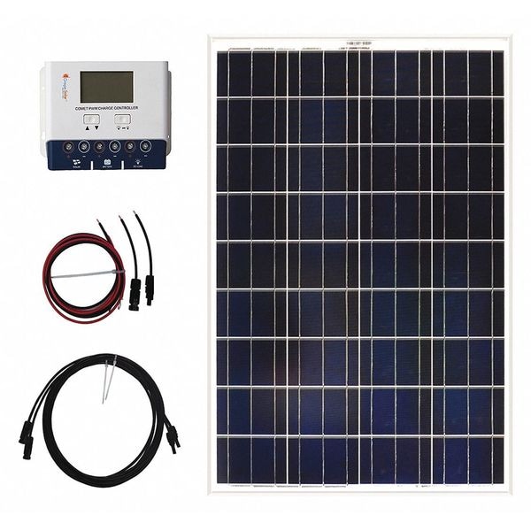 Grape Solar Polycrystalline Solar Panel Kit, 100 W, 18V DC, 5.23 A, 36 Cells, 4mm PVC - GS-100-KIT