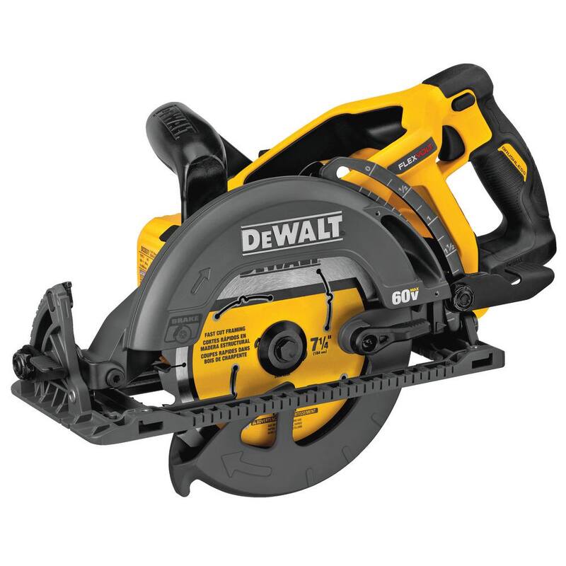 Sierra circular inalámbrica sin escobillas DEWALT FLEXVOLT 60V MAX de 7-1/4 pulgadas estilo Wormdrive y (1) batería FLEXVOLT 6.0Ah - DCS577W606.