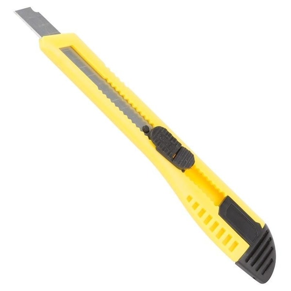 Vulcan Utility Knife, 3-1/4 in L Blade, 9 mm W Blade, Carbon Steel Blade, Ergonomic Grip Handle, Yellow Handle - TGE-SK11