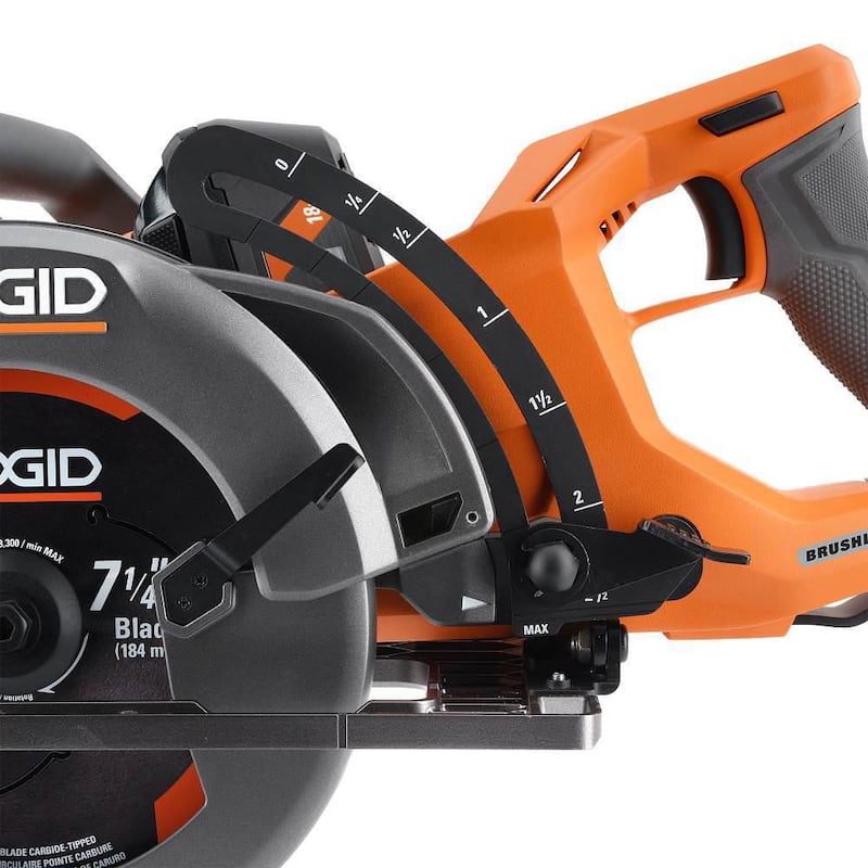 Sierra circular inalámbrica RIDGID 18V Brushless de 7-1/4 pulgadas con asa trasera y batería de iones de litio de 18V 8.0 Ah MAX Output EXP - R8658B-AC840080
