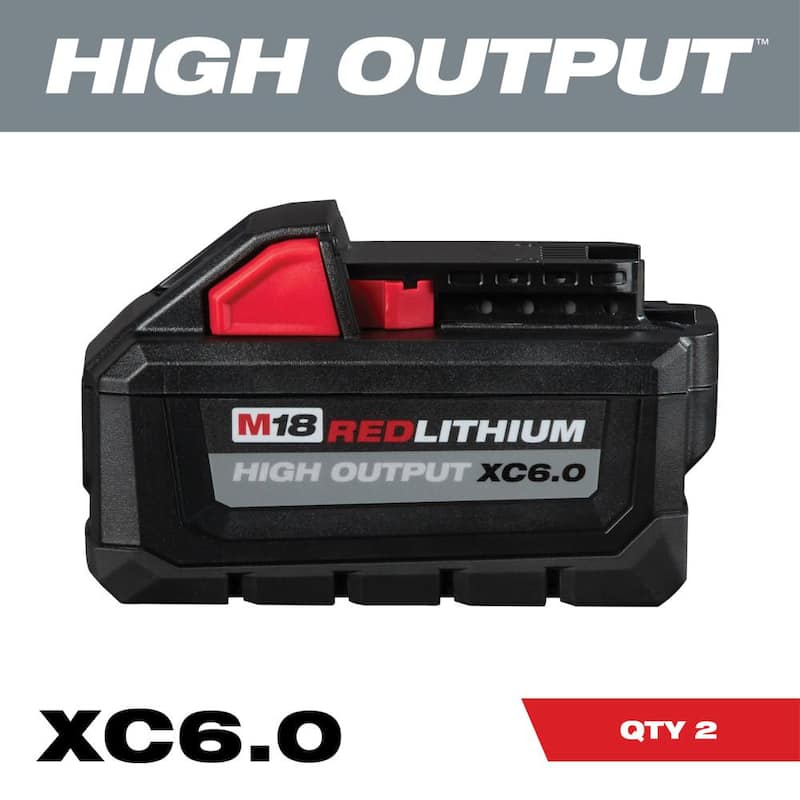Sierra circular inalámbrica Milwaukee M18 FUEL de 18V de 7-1/4 pulgadas con mango trasero, con clavadora de 21 grados de 3-1/2 pulgadas y dos baterías HO de 6 Ah - 2830-20-2744-20-48-11-1862