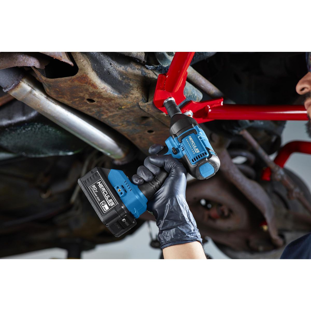 Hércules 20V Llave de Impacto Inalámbrica Brushless de 1/2 pulgadas Compacta de 3 Velocidades, Azul - Únicamente Herramienta - 57563