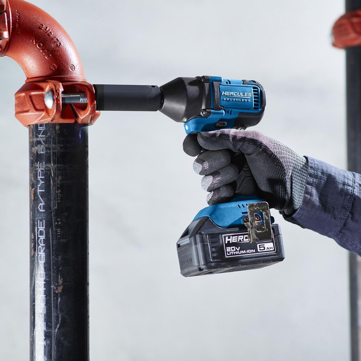 Hércules 20V Llave de Impacto Inalámbrica Brushless de 1/2 pulgadas Compacta de 3 Velocidades, Azul - Únicamente Herramienta - 57563