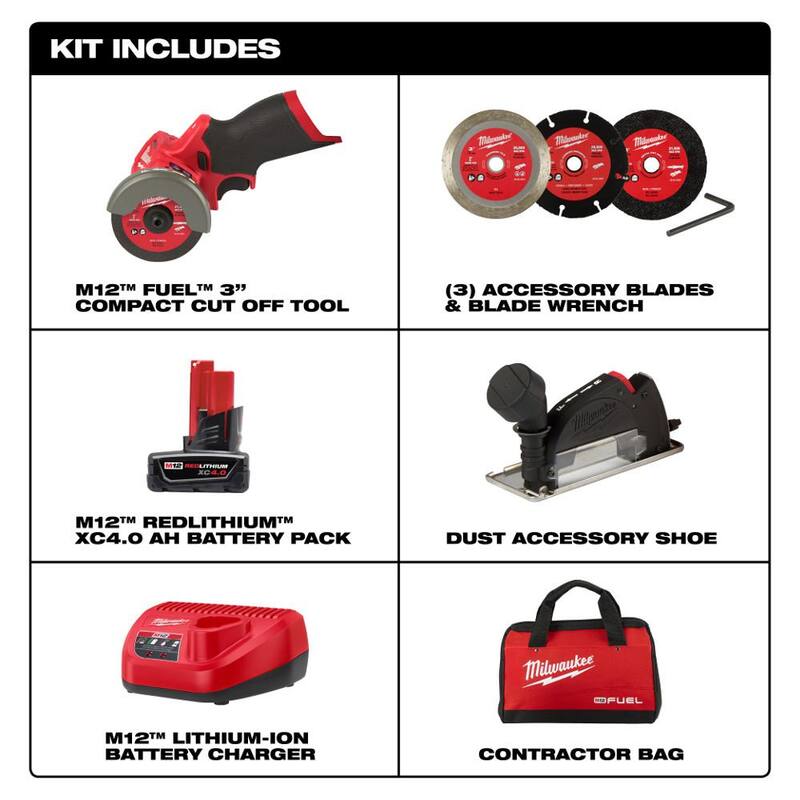 Kit de sierra circular sin escobillas Milwaukee M12 FUEL de 12V de 3 pulgadas con batería de iones de litio y ruedas de corte de metal de 3 pulgadas (paquete de 6) - 2522-21XC-49-94-3000-49-94-3000