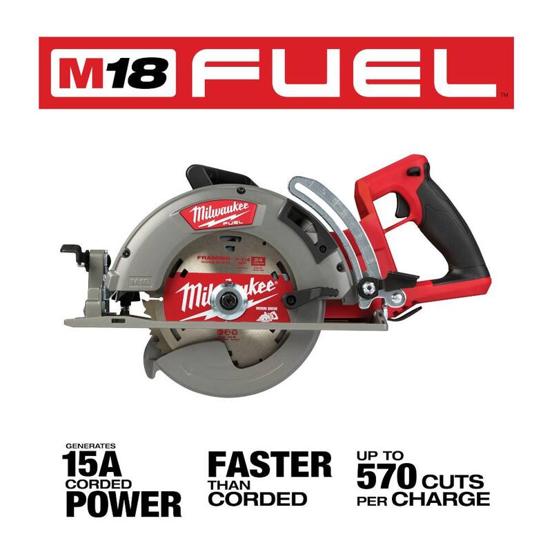 Sierra circular inalámbrica Milwaukee M18 FUEL de 18V con batería de iones de litio de 7-1/4 pulgadas con mango trasero, junto con la aspiradora húmeda/seca de 6 galones M18 FUEL y el kit de inicio de 8.0Ah - 2830-20-0910-20-48-59-1880.