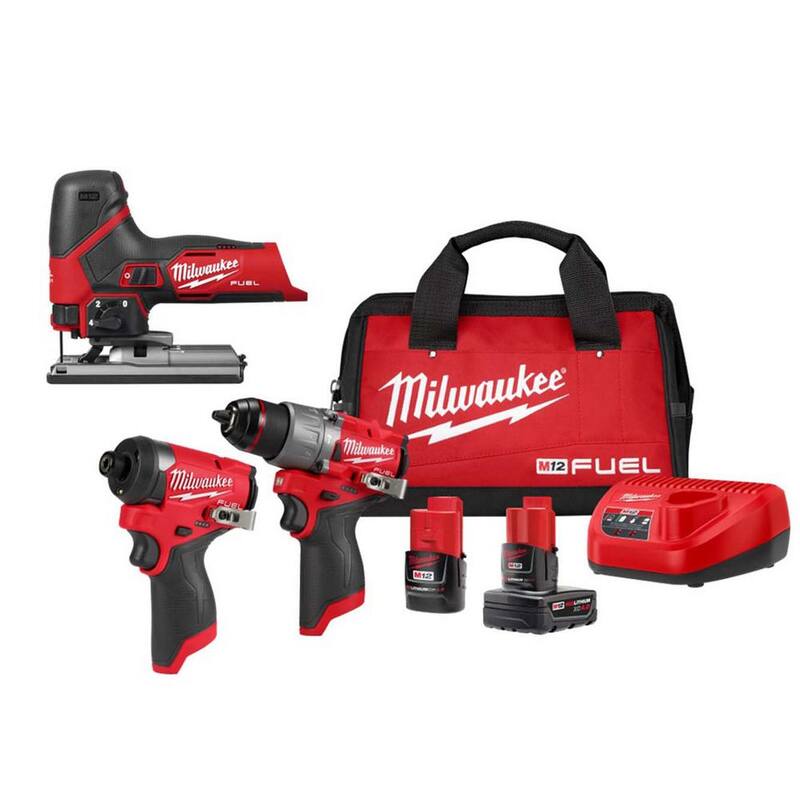 Sierra de calar inalámbrica de 12 voltios Milwaukee M12 Fuel de iones de litio con kit combo de 2 herramientas M12 - 2545-20-3497-22