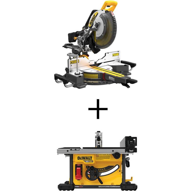 Kit de sierra ingletadora deslizante inalámbrica DEWALT de 12 pulgadas y 60 voltios con batería de iones de litio y kit de sierra de 8-1/4 pulgadas con motor sin escobillas de 60 voltios y paquete de batería de 9.0Ah - DCS781X1WS7485B