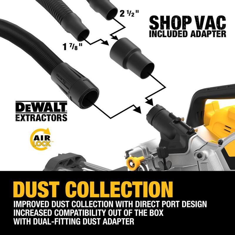 Kit de sierra ingletadora deslizante inalámbrica DEWALT de 12 pulgadas y 60 voltios con batería de iones de litio y kit de sierra de 8-1/4 pulgadas con motor sin escobillas de 60 voltios y paquete de batería de 9.0Ah - DCS781X1WS7485B