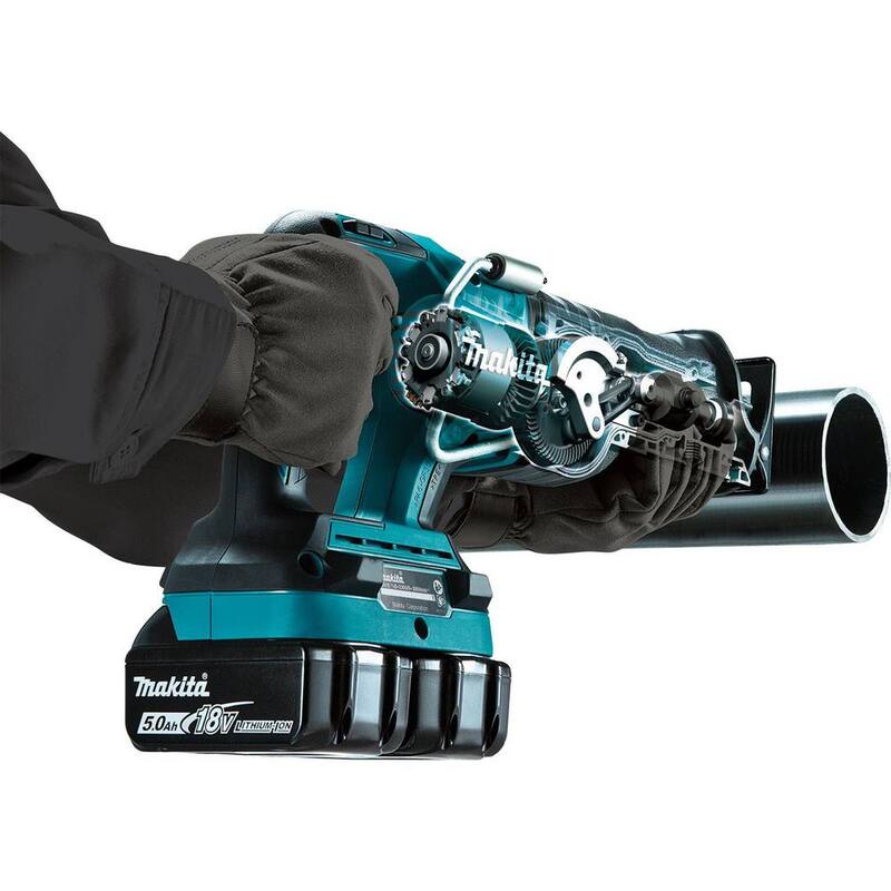 Sierra sable inalámbrica Makita 18V X2 LXT de iones de litio (36V) sin escobillas, kit con 2 baterías 5.0Ah y cargador - XRJ06PT