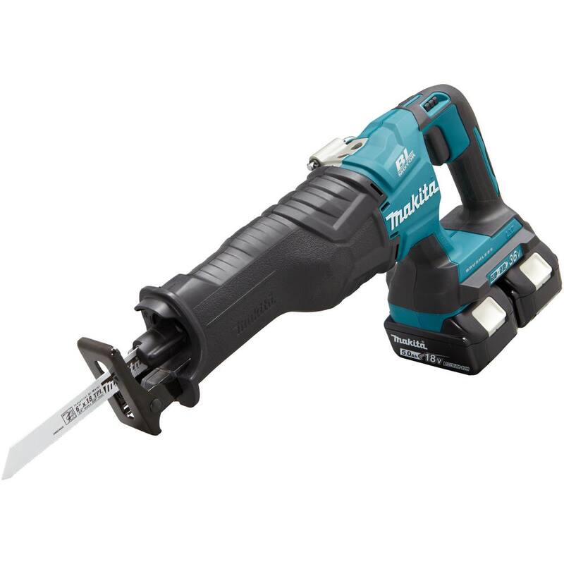 Sierra sable inalámbrica Makita 18V X2 LXT de iones de litio (36V) sin escobillas, kit con 2 baterías 5.0Ah y cargador - XRJ06PT