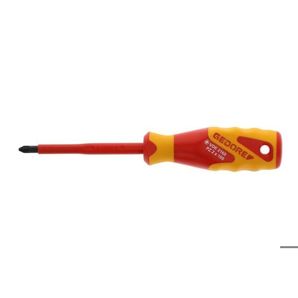Gedore Insulated Screwdriver, Pozi 2"x8-1/3" Pozidriv(R) #2 - VDE 2160 PZ 2