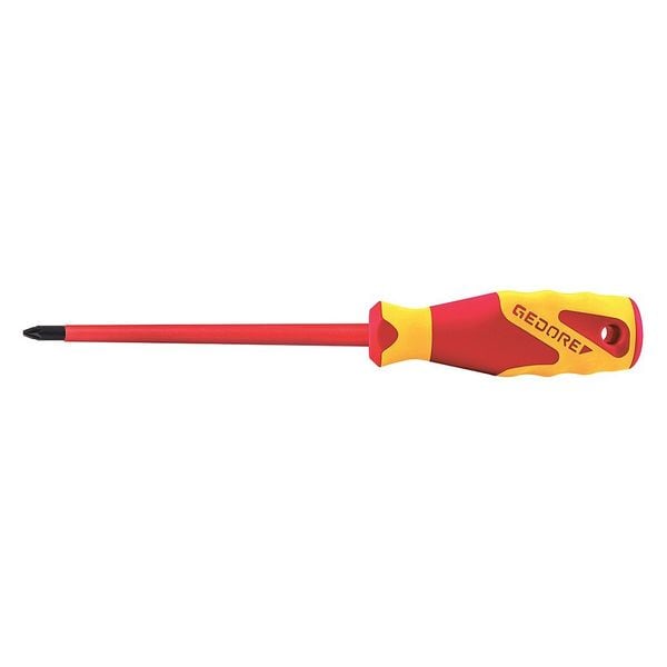 Gedore Insulated Screwdriver, Pozi 2"x8-1/3" Pozidriv(R) #2 - VDE 2160 PZ 2