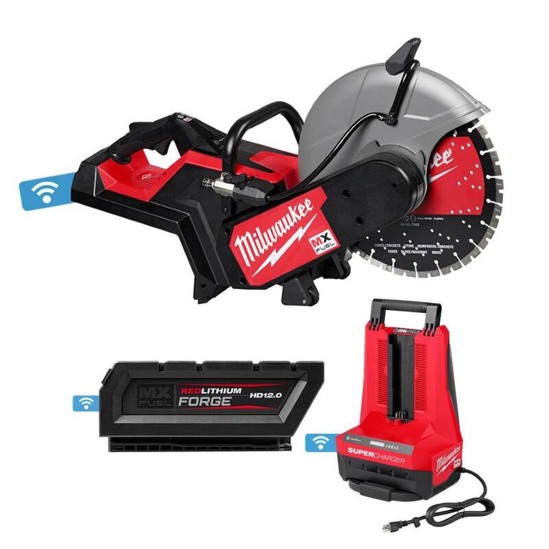 Sierra de corte a batería Milwaukee MX FUEL de iones de litio de 14 pulgadas con freno RAPIDSTOP y batería HD 12.0 con Super Cargador - MXF315-0-MXFSC-1HD12.