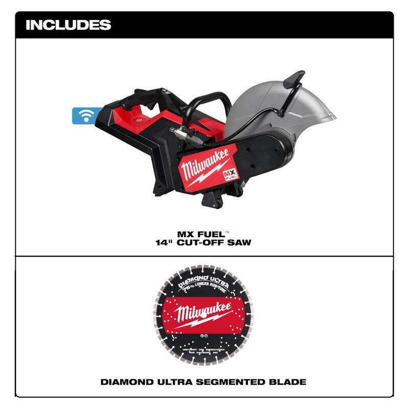 Sierra de corte a batería Milwaukee MX FUEL de iones de litio de 14 pulgadas con freno RAPIDSTOP y batería HD 12.0 con Super Cargador - MXF315-0-MXFSC-1HD12.