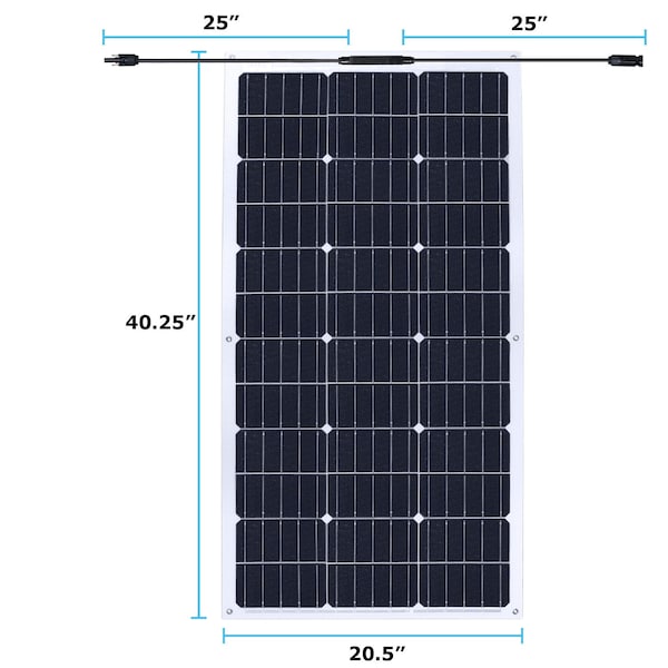 Mighty Max Battery Monocrystalline Solar Panel, 100 W, 12/18V, MC4 - MAX3857465