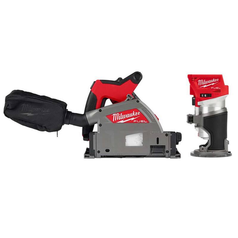 Sierra de riel sumergible sin escobillas inalámbrica Milwaukee M18 FUEL de ion de litio de 18V con enrutador compacto - 2831-20-2723-20