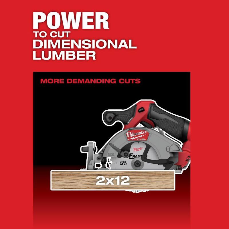 Sierra circular inalámbrica Milwaukee M12 FUEL 12V de 5-3/8 pulgadas con motor sin escobillas de iones de litio, kit con paquete de batería de alta capacidad XC 5.0 y cargador - 2521-21HO