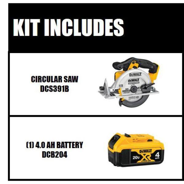 Sierra circular inalámbrica DEWALT 20V MAX de 6-1/2 pulgadas y (1) Batería de iones de litio Premium de 20V MAX 4.0Ah - DCS391BWDCB204