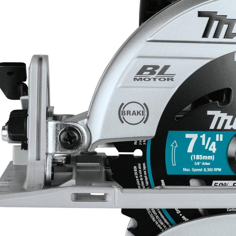 Sierra circular inalámbrica sin escobillas de 36V Makita 18V X2 LXT de 7-1/4 pulgadas con mango trasero, con batería de bonificación de 5.0Ah (paquete de 2) - XSR01PTBL1850B2.