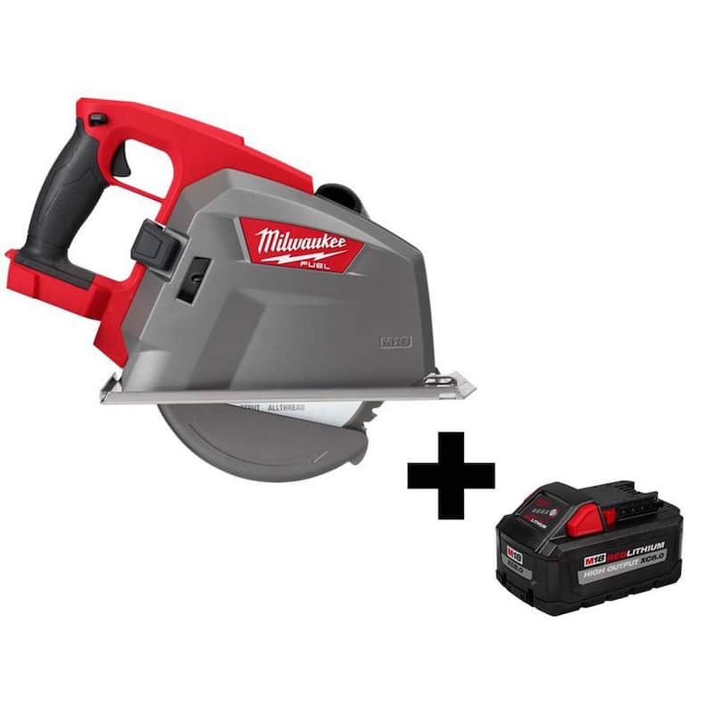 Sierra circular inalámbrica para corte de metal Milwaukee M18 FUEL de 18V y 8 pulgadas con batería de iones de litio de 8.0 Ah de alto rendimiento - 2982-20-48-11-1880