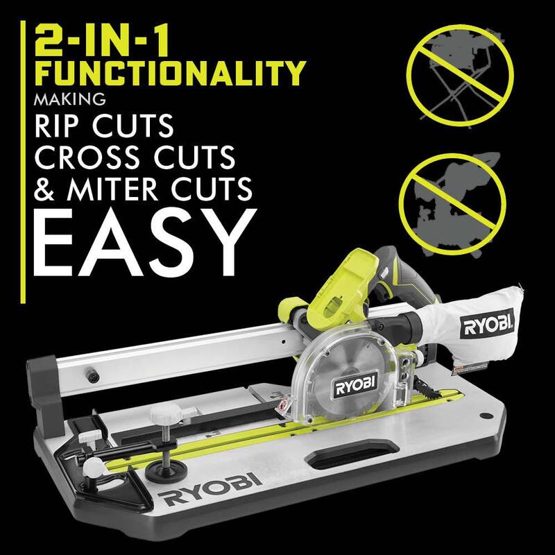 RYOBI ONE+ 18V Sierra para piso inalámbrica de 5-1/2 in. con juego de cuchilla, batería de 4.0 Ah y cargador - PGC21K
