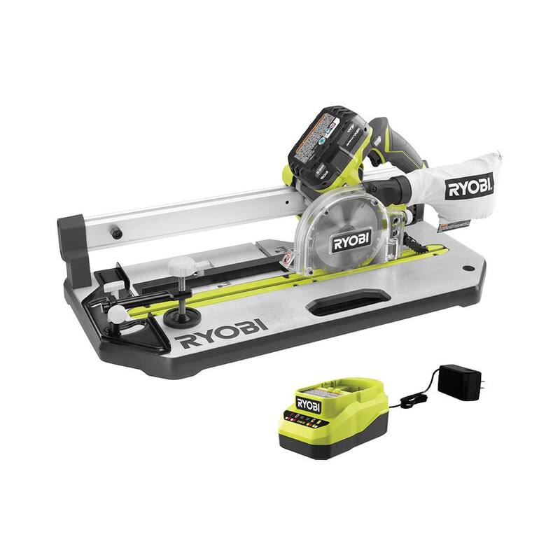 RYOBI ONE+ 18V Sierra para piso inalámbrica de 5-1/2 in. con juego de cuchilla, batería de 4.0 Ah y cargador - PGC21K