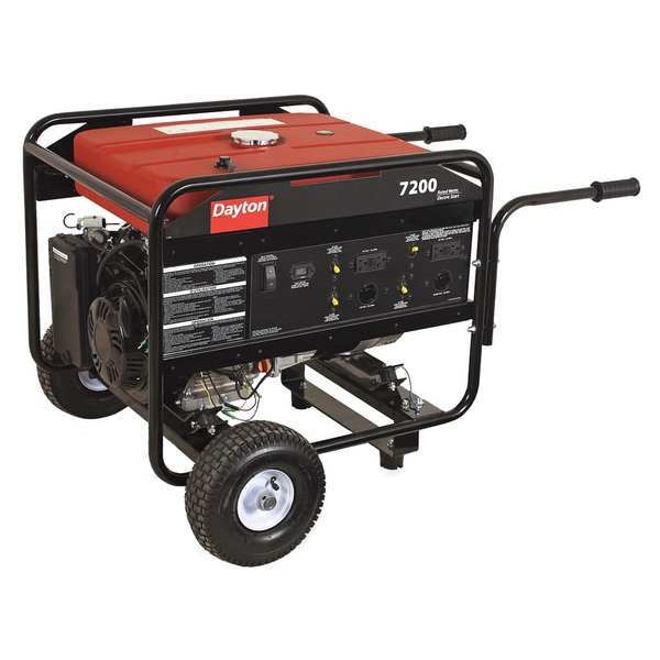 Dayton Portable Generator, Gasoline, 7,200 W Rated, 13,400 W Surge, Electric, Recoil Start, 120/240V AC - GEN-8000-0GRE