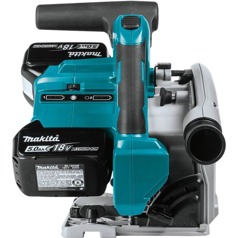 Makita 36V (18V X2) LXT Sierra Circular sumergible inalámbrica sin escobillas de 6-1/2" Kit (5.0Ah) y Riel Guía de 55" con Bolsa y Abrazaderas - XPS01PT85E07023