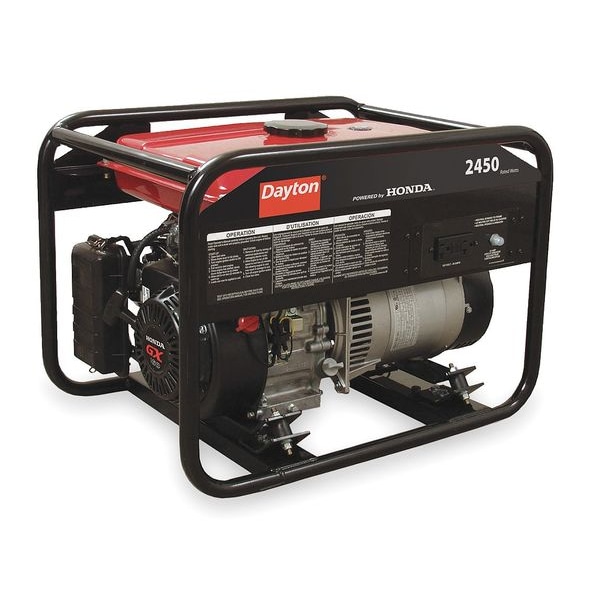 Dayton Portable Generator, Gasoline, 2,450 W Rated, 4,550 W Surge, Recoil Start, 120V AC, 20.4 A - GEN-3000-1GH0
