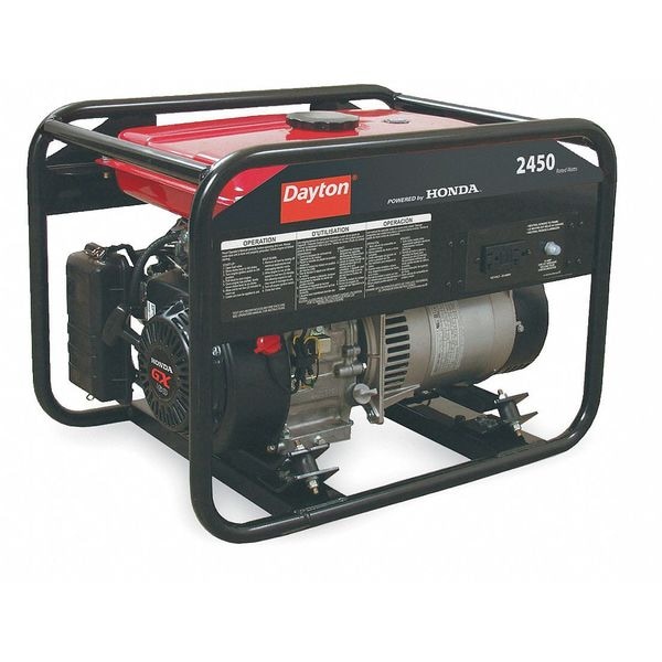 Dayton Portable Generator, Gasoline, 2,450 W Rated, 4,550 W Surge, Recoil Start, 120V AC, 20.4 A - GEN-3000-1GH0
