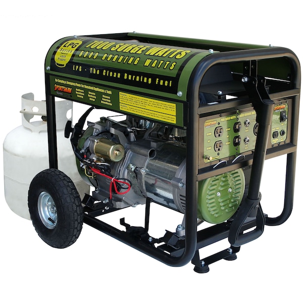 Sportsman Portable Generator, Liquid Propane, 6,000 W Rated, 7,000 W Surge, Electric, Recoil Start, 50/25 A - GEN7000LP