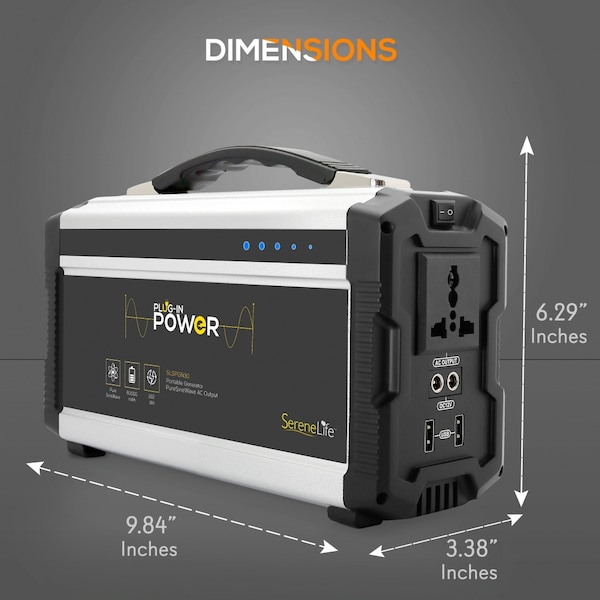 Serenelife Portable Generator, Battery Powered, 250 W Rated, Electric Start, 120V AC/12V DC/5V DC, 5/3.1 A - SLSPGN30