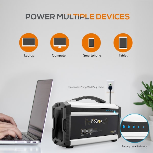 Serenelife Portable Generator, Battery Powered, 250 W Rated, Electric Start, 120V AC/12V DC/5V DC, 5/3.1 A - SLSPGN30