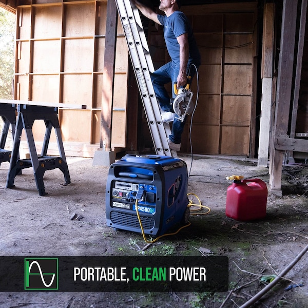 Duromax Portable and Inverter Generator, Gasoline/Liquid Propane, 3,600 W/3,420 W Rated, 120V AC, 30/28.5 A - XP4500iH