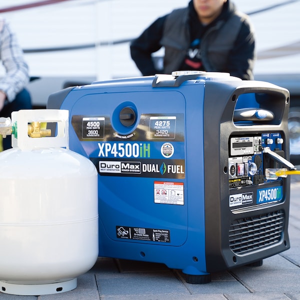 Duromax Portable and Inverter Generator, Gasoline/Liquid Propane, 3,600 W/3,420 W Rated, 120V AC, 30/28.5 A - XP4500iH