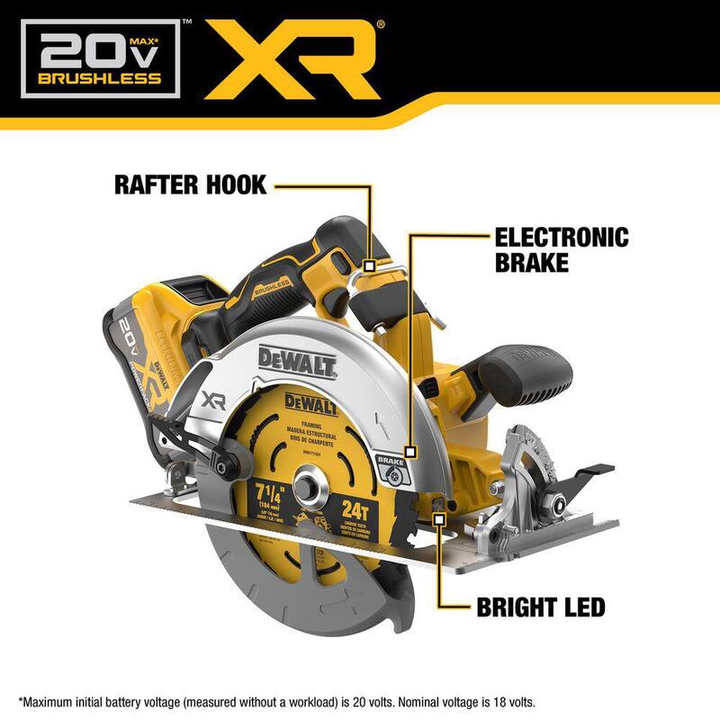 Sierra circular inalámbrica DEWALT 20V MAX de 7-1/4 pulgadas con batería de 8.0 Ah, cargador y bolsa de kit - DCS590WW1