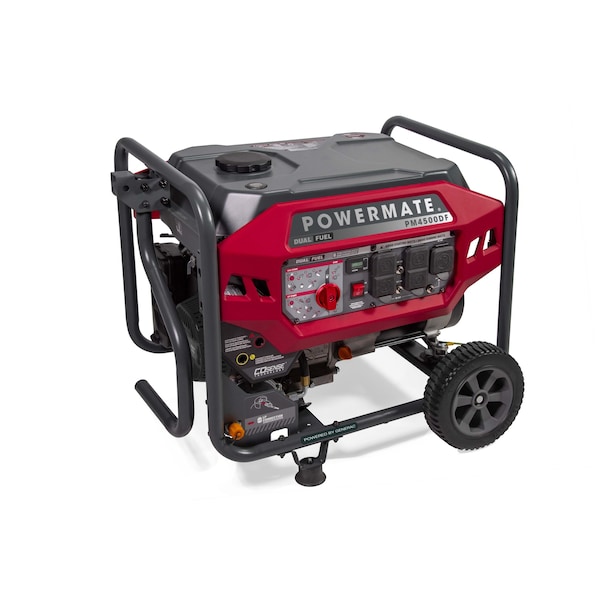 Powermate Portable Generator, Gasoline/Liquid Propane, 3,600 W/3,240 W Rated, 4,500 W/4,180 W Surge, 120V AC - P0081700