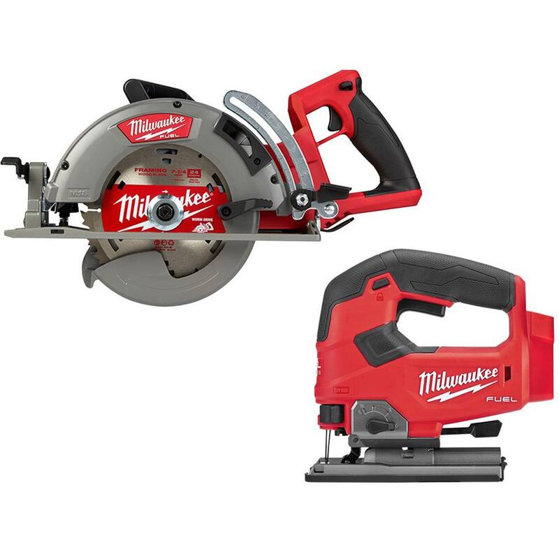 Sierra circular inalámbrica de 7-1/4 pulgadas de mango trasero Milwaukee M18 FUEL 18V de iones de litio con Sierra de vaivén Milwaukee M18 FUEL - 2830-20-2737-20