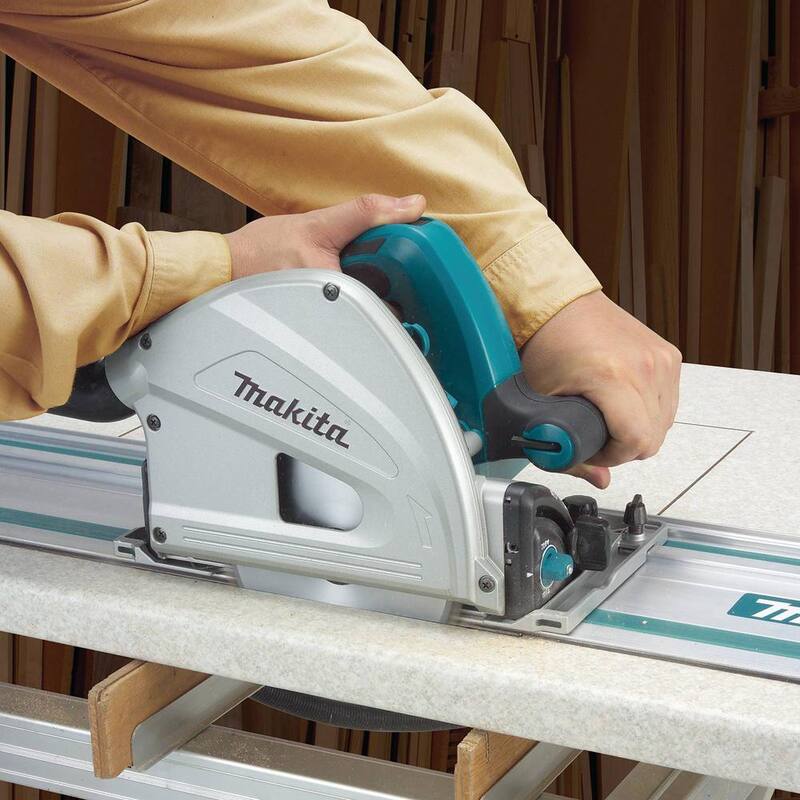Sierra circular sumergible inalámbrica sin escobillas de 6.5 pulgadas con batería de iones de litio de 36V (18V x 2) Makita con guía de riel de 55 pulgadas - XPS01PTJ1943685