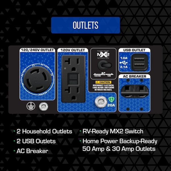 Duromax Portable Generator, Gasoline/Liquid Propane, 4,500 W/4,275 W Rated, 5,500 W/5,225 W Surge - XP5500HX