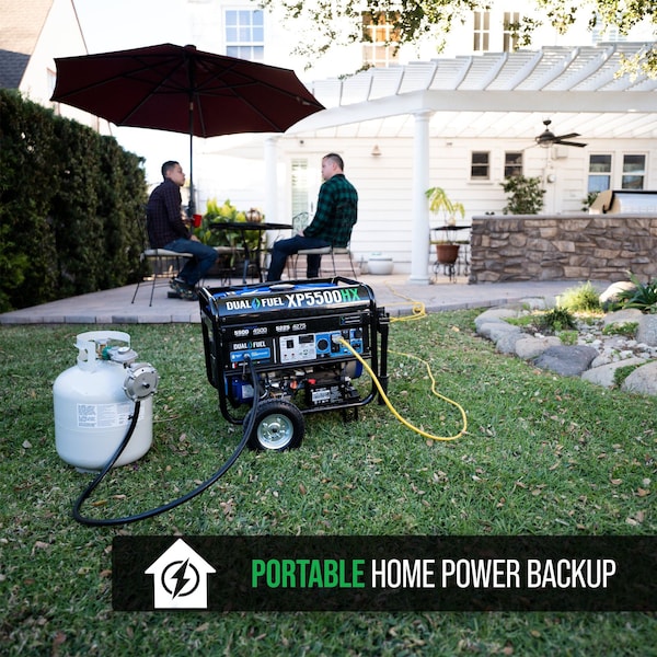 Duromax Portable Generator, Gasoline/Liquid Propane, 4,500 W/4,275 W Rated, 5,500 W/5,225 W Surge - XP5500HX