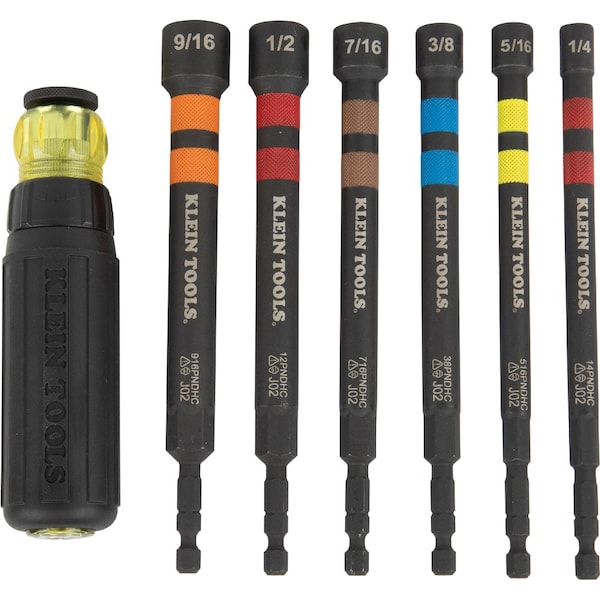Klein Tools 1/4-Inch Hollow Magnetic Color-Coded Power Nut Driver - 14PNDHC