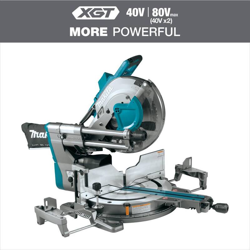 Sierra ingleteadora compuesta deslizante de bisel doble inalámbrica sin escobillas Makita 40V máx XGT de 12 pulgadas, capaz de AWS (Herramienta solamente) - GSL04Z.
