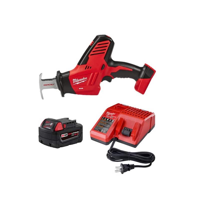 Sierra sable hackzall reciprocante sin cable Milwaukee M18 18V de iones de litio con kit de inicio M18 y (1) batería de 5.0 Ah y cargador - 2625-20-48-59-1850.
