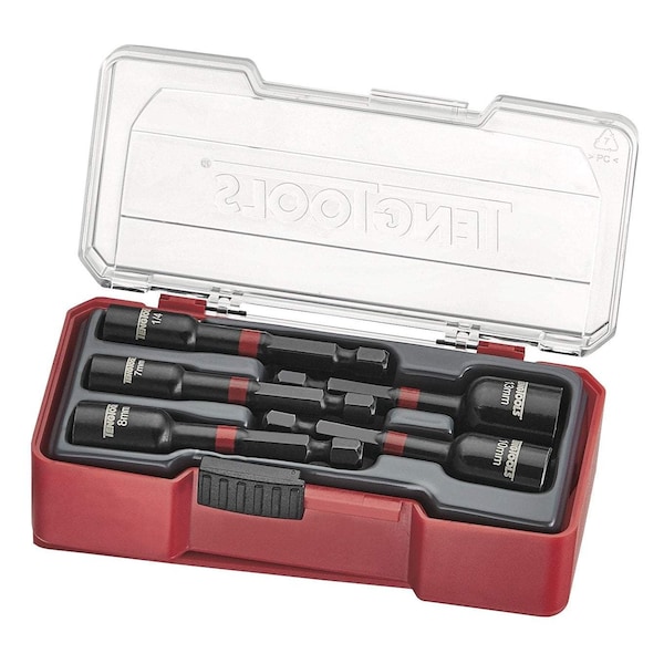 Teng Tools 5 Piece 1/4" Hex Drive 6 Point Metric & SAE Impact Nut - TJNS05