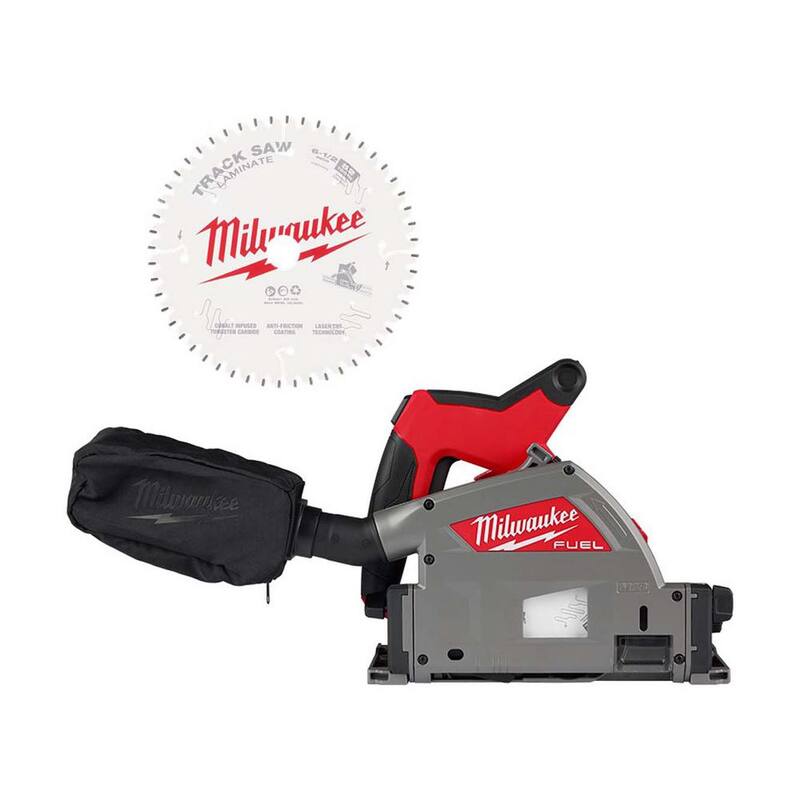 Milwaukee M18 FUEL 18V Sierra de riel sumergible inalámbrica de 6-1/2 pulgadas con batería de iones de litio sin escobillas y hoja de sierra circular de carburo para laminado - 2831-20-48-40-0643