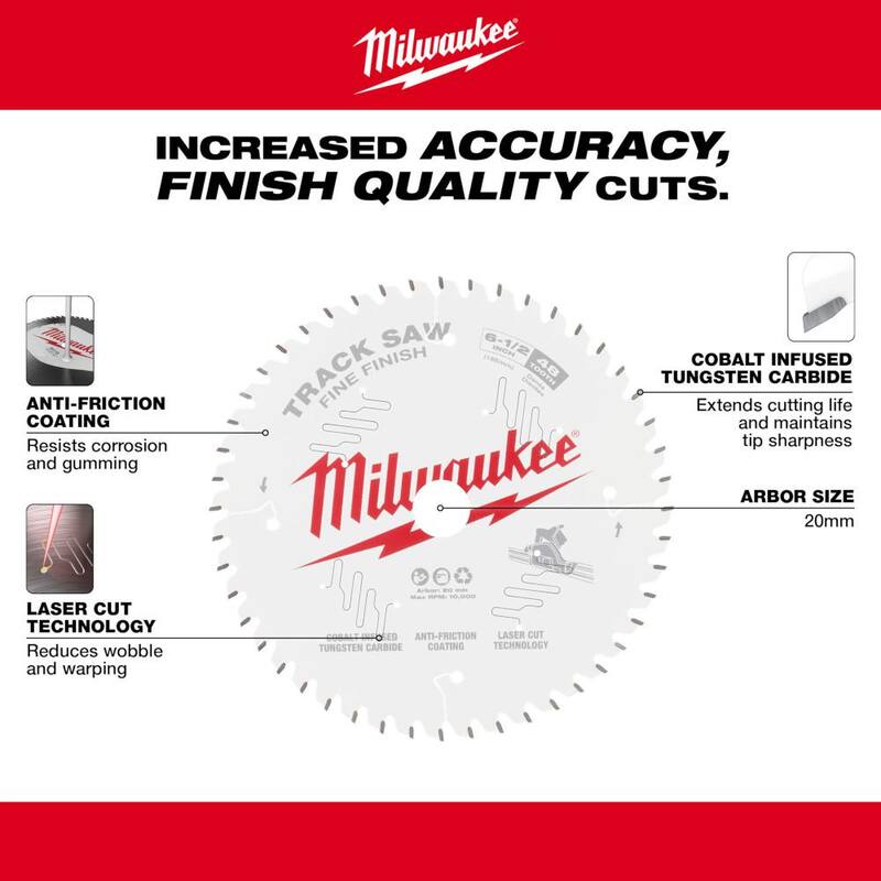 Milwaukee M18 FUEL 18V Sierra de riel sumergible inalámbrica de 6-1/2 pulgadas con batería de iones de litio sin escobillas y hoja de sierra circular de carburo para laminado - 2831-20-48-40-0643