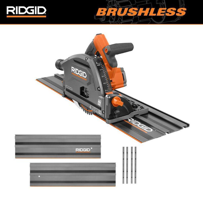 Sierra de riel inalámbrica RIDGID 18V sin escobillas (herramienta solamente) con (2) rieles de 55 pulgadas - R48630B-AC55TS